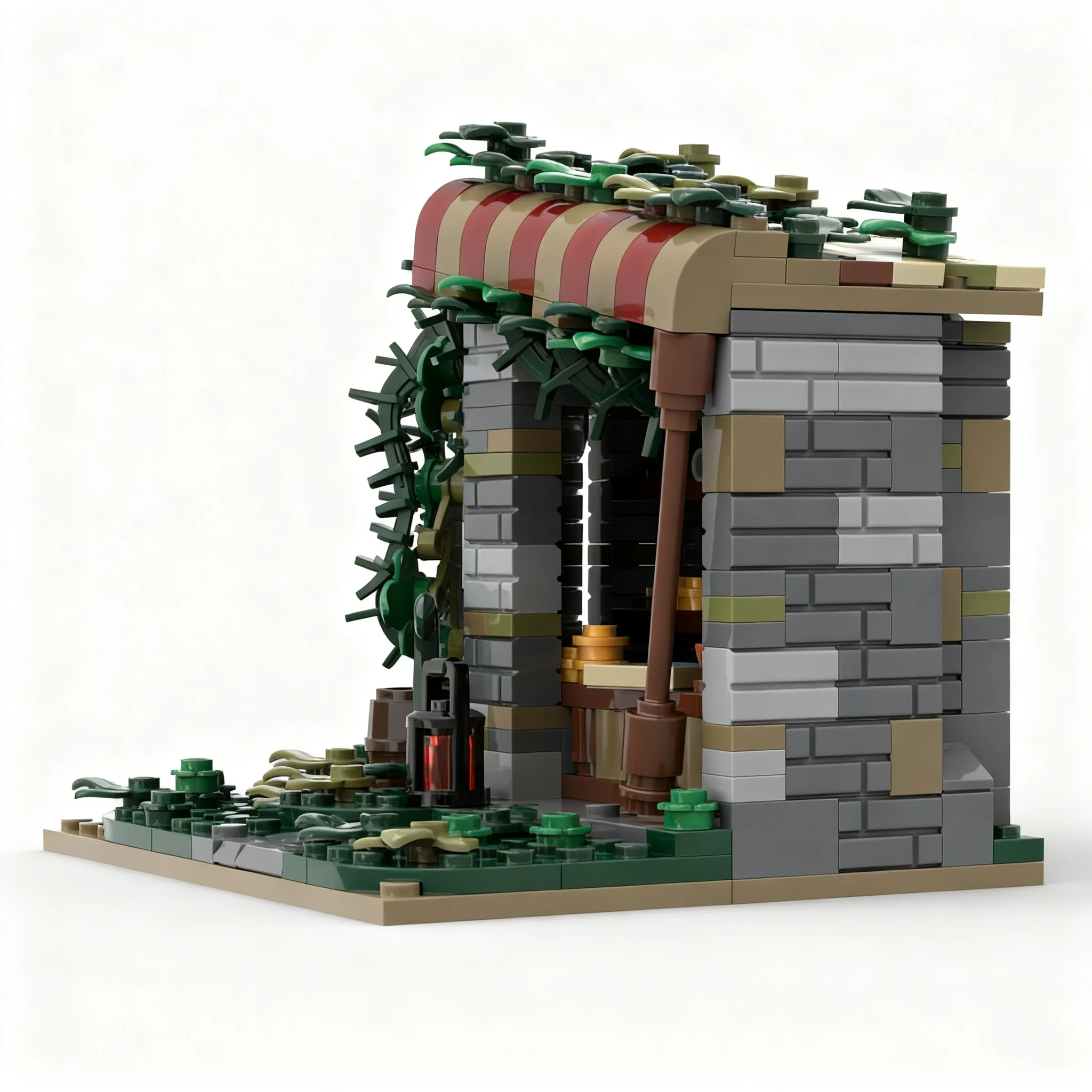 369pcs MOC Castle Medieval Ruined Lost Traders Post Model Building Blocks Christmas Gift Toy Architecture Art Education Birthday