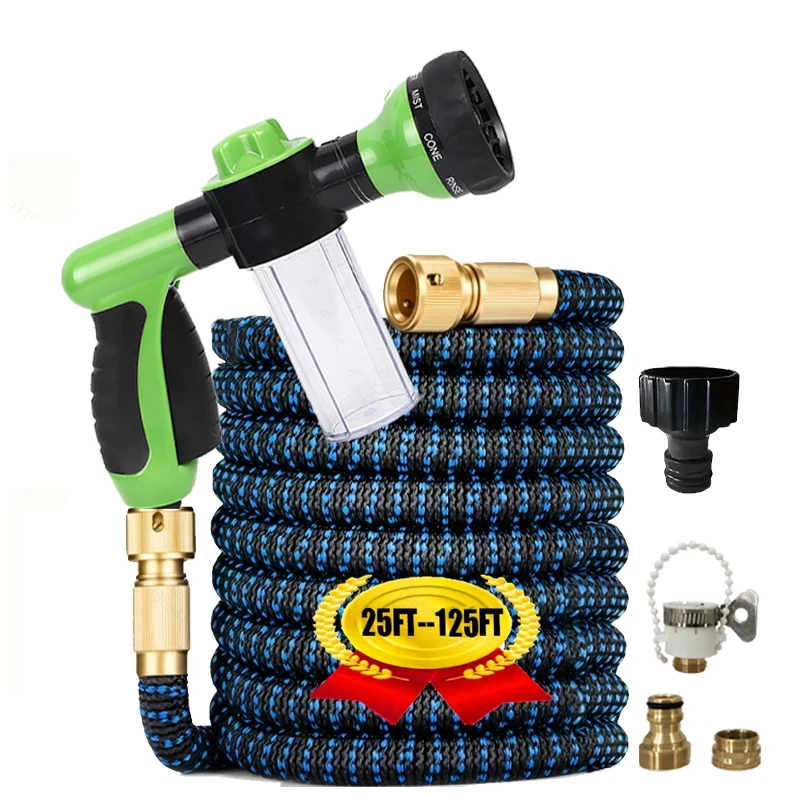 

Садовый водяной шланг, расширяемый двойной металлический соединитель, резиновая катушка высокого давления, волшебные водопроводные трубы для садовой фермы, цветения SPRAL