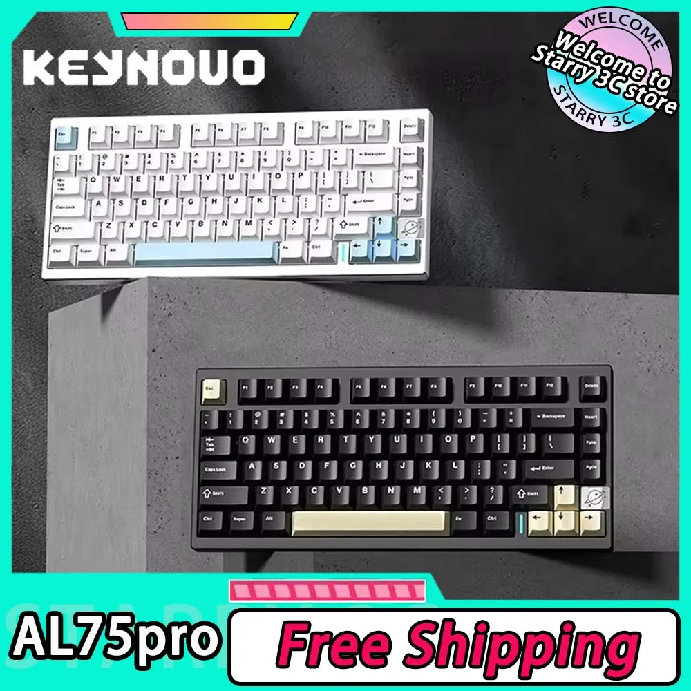 YUNZII AL75pro Mechanical Keyboard Tri Mode Wireless Gaming Keyboard Aluminum Alloy Hotswap Customize KEYNOUO AL75 Pro Keyboard