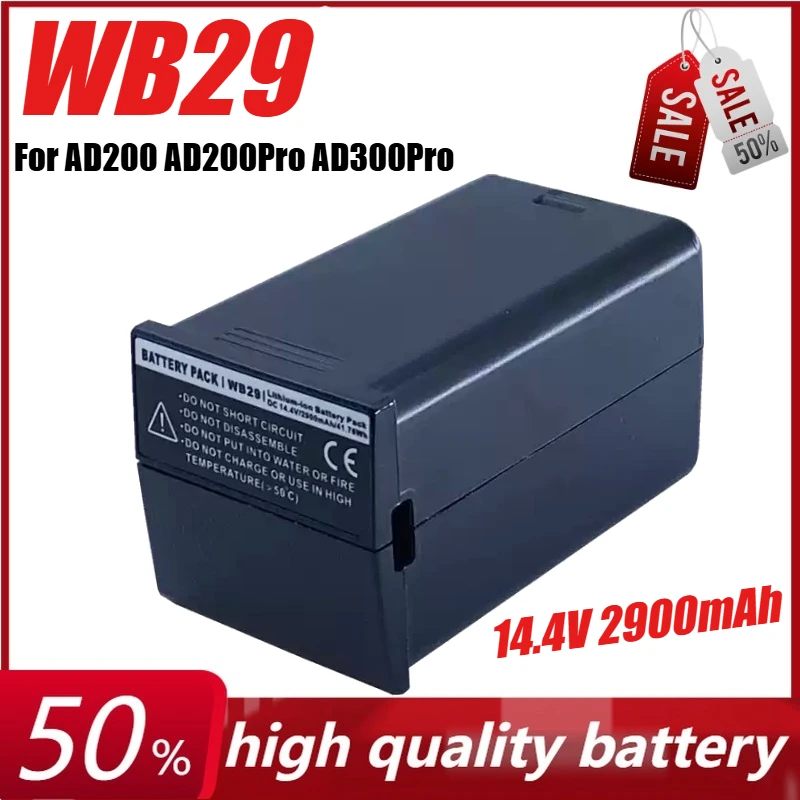 

14.4V 2900mAh WB29 Lithium-Ion Battery Pack for AD200 AD200Pro AD300Pro Pocket Flash