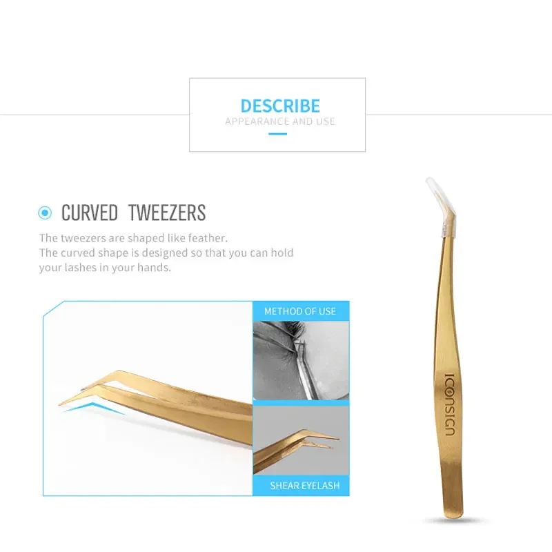 Pinzette per ciglia dorate Pinzette per ciglia a ventaglio ad alta precisione 3D 6D Volumn Pinzette per estensione ciglia Strumento per trucco occhi con borsa