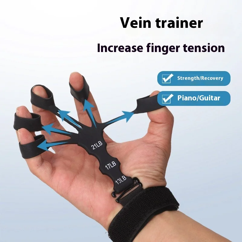 Silicone 5-finger finger trainer, wrist tension device, shooting corrector, auxiliary grip strength training