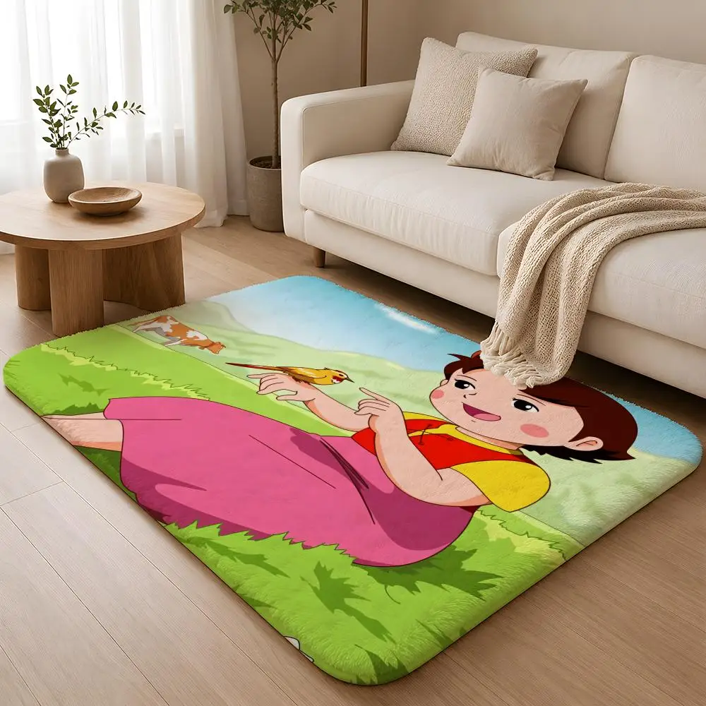 H-Heidi P-Peter Cartoon Floor Mat Flannel Rug Non Slip Absorbent Soft Washable For Entryway Hallway Bathroom Kitchen Decor