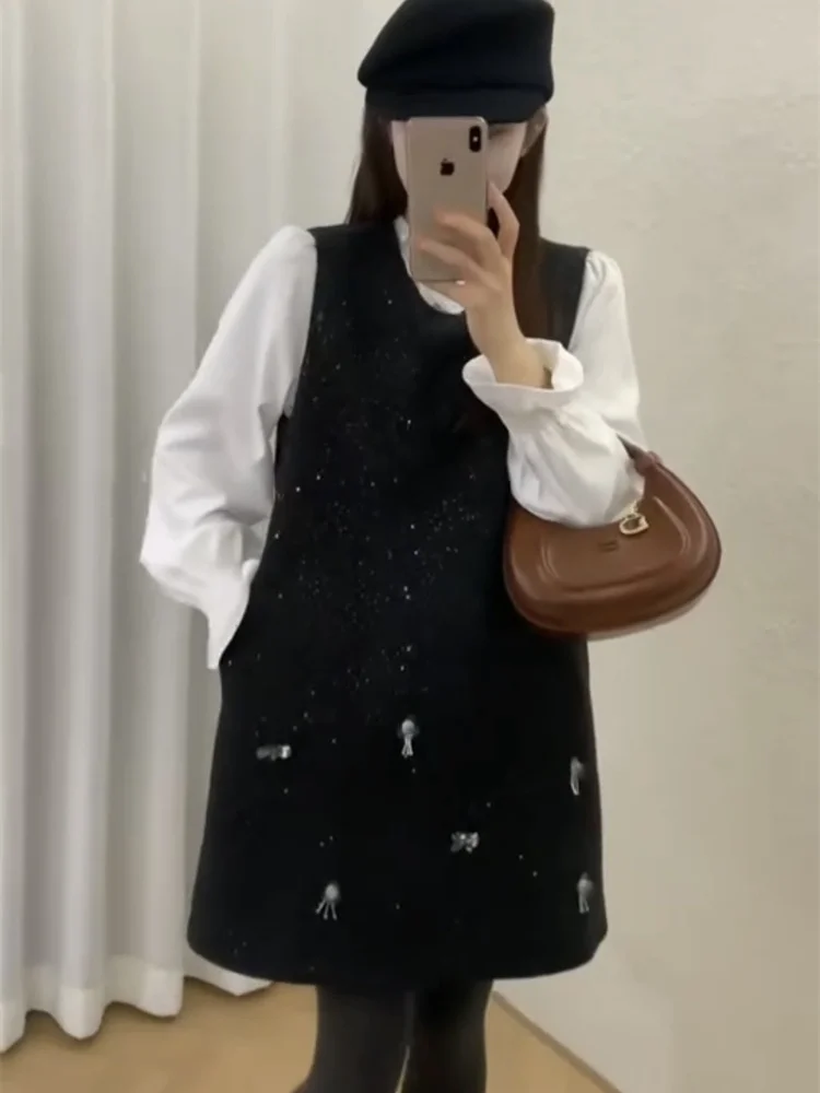 طقم نسائي طويل مكون من قطعتين من Faionable Sweet Sle طويل Sve مستدير Ne Ele Classy Spring Awakening ملابس داخلية Dr