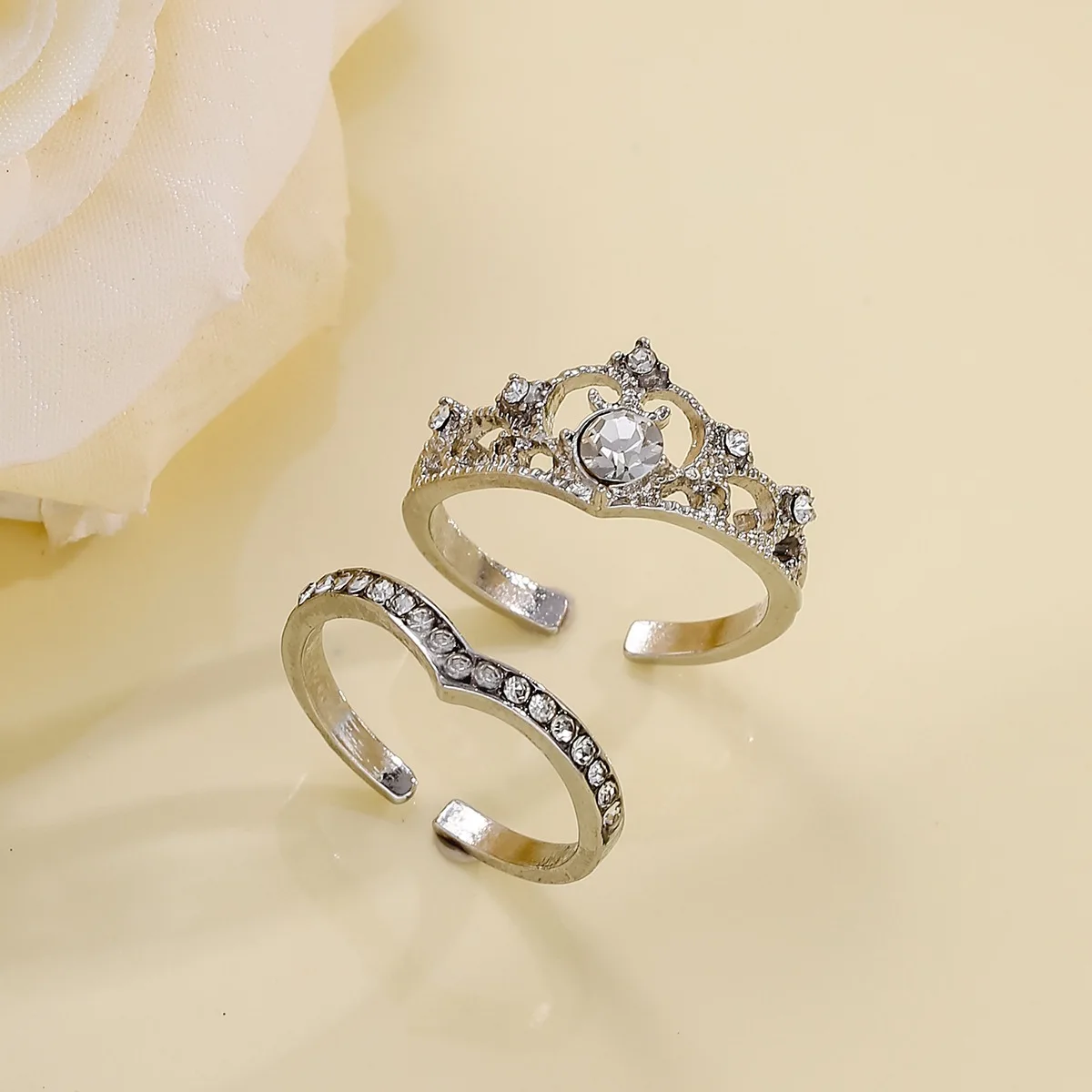 Crystal Crown Vintage Ring Set 5
