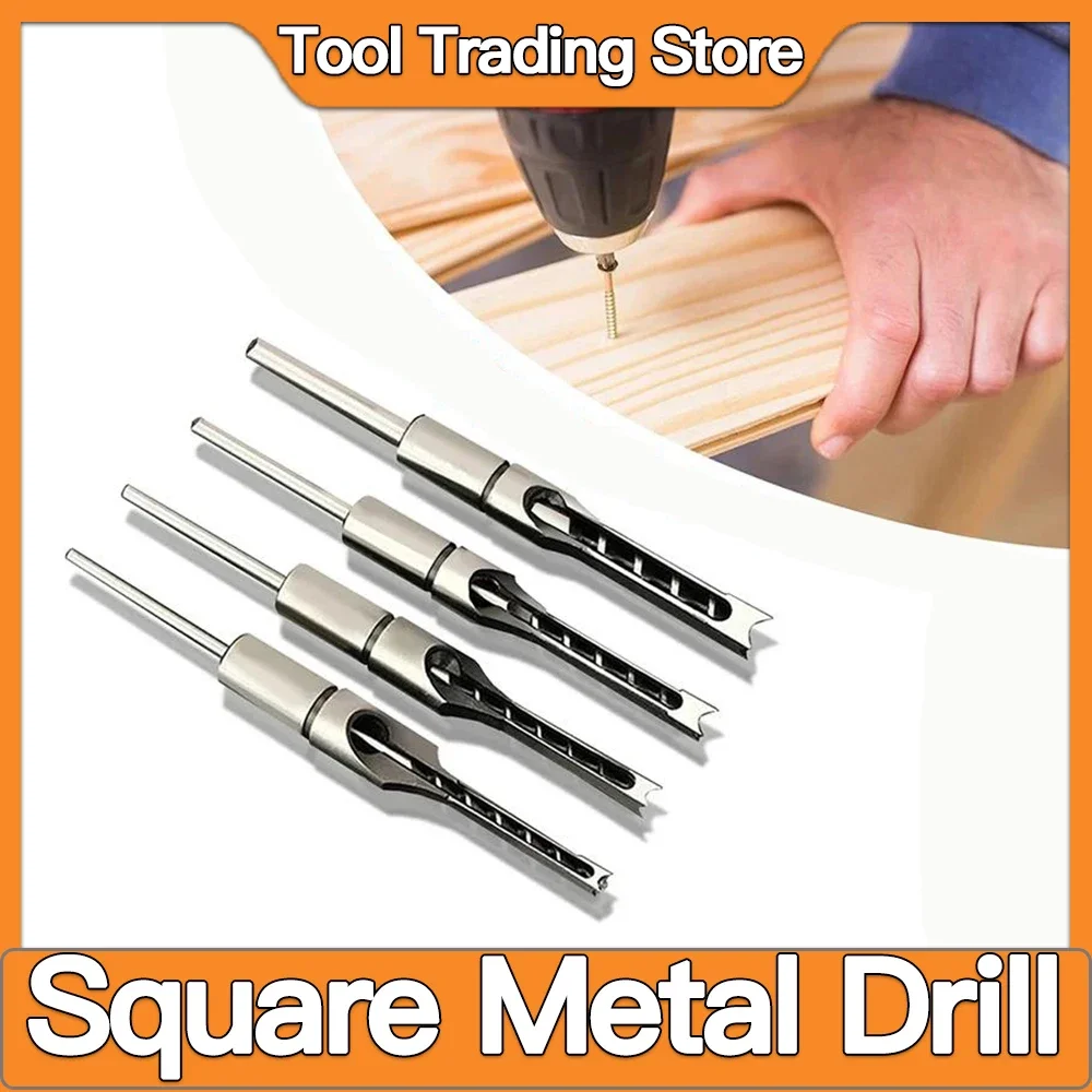 4Pc 6-12mm HSS Square hole drill Woodworking Drill Tools Auger Mortising Chisel Drill Set DIY Furniture Square Woodworking drill