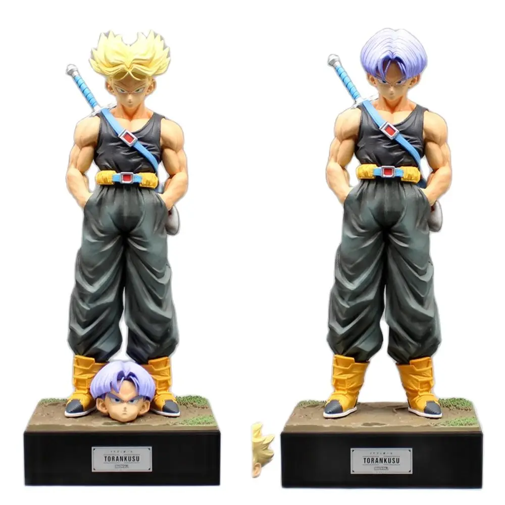 

Dragon Ball Z Super Saiyan Torankusu Trunks on Base 12" Animation Figure 2 heads , Anime Model Ornaments Decoration Doll