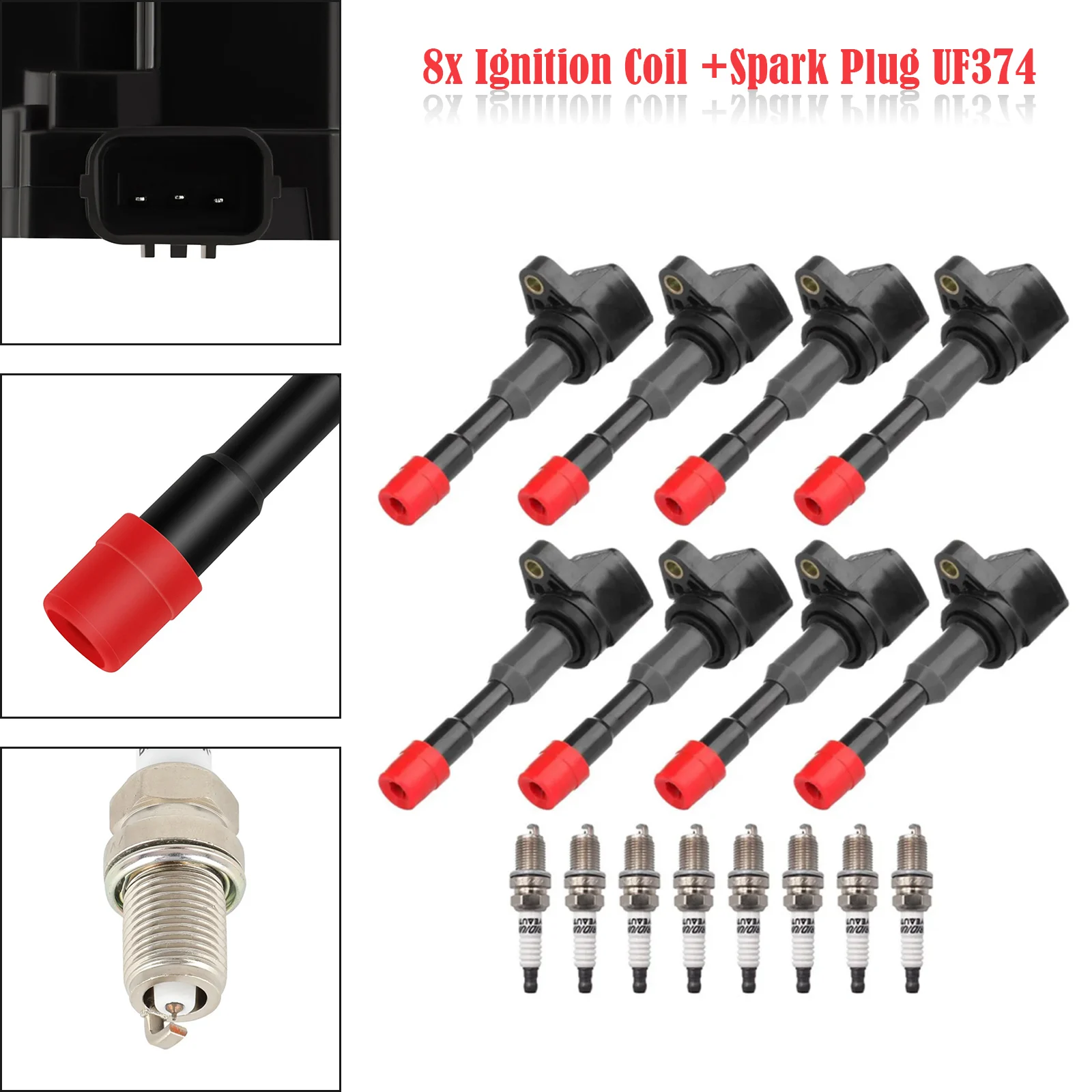 Artudatech 8x Ignition Coil +Spark Plug UF374 For Honda Civic Hybrid L4 2006 2007 2008 2009 2010