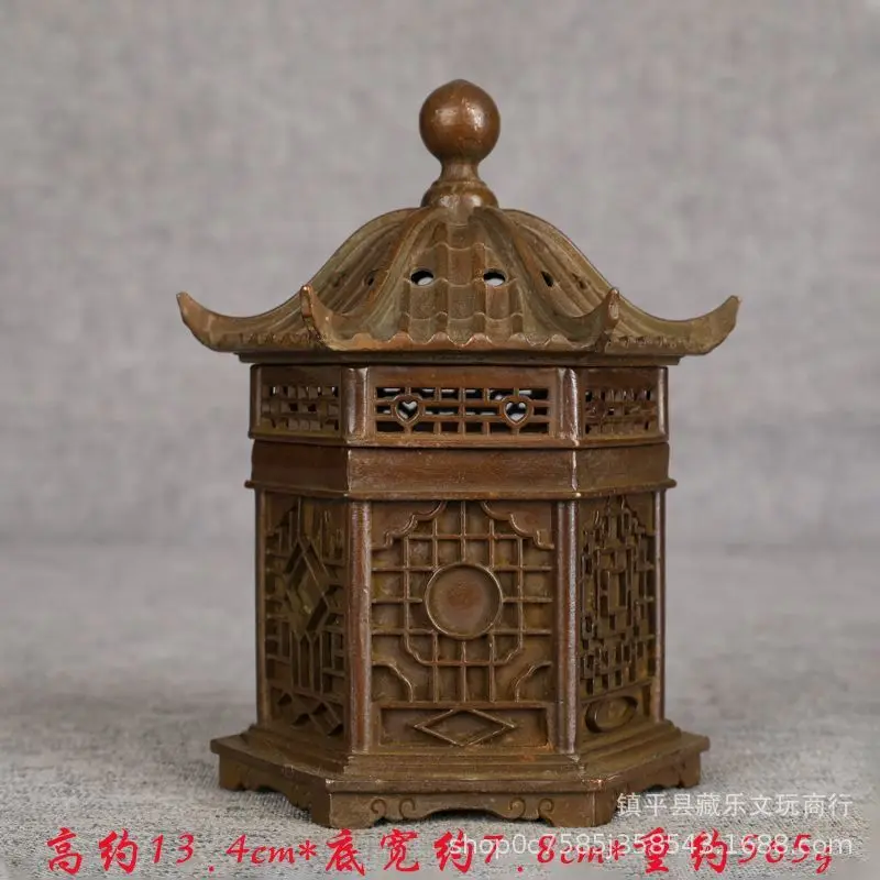 Antique-style Suzhou incense burner, Chinese indoor incense burner, hexagonal pavilion incense burner, hollow palace lantern, cr