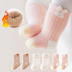 3 Pairs/Lot Baby Socks Autumn Winter Thick Newborn Socks Coral Velvet Infants Mid Tube Socks Children Socks For Boys And Girls