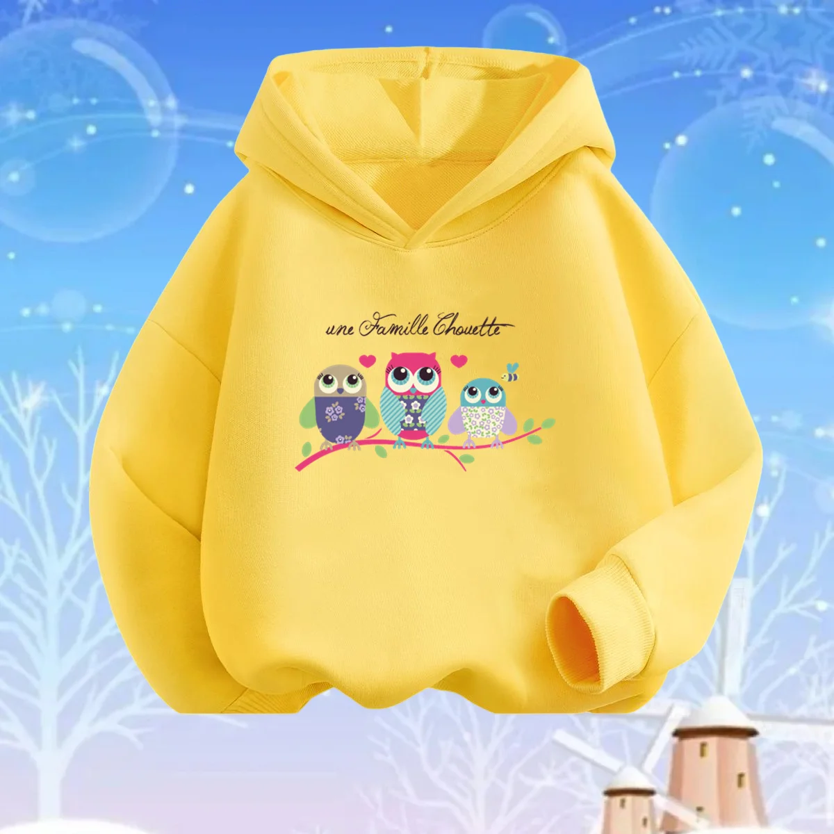 Girls Owl Party hoodie long sleeve Cartoon Owl Family Love Party Pullover Sweatshirt Animal Cute Animal Bird Tops