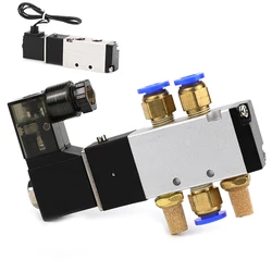 4V110-06 1/8 Air Solenoid Valve PNEUMAT VALV 5 Way Port 2 Position Gas Pneumatic Electric Magnetic Valves  DC12V 24V 110V 220V