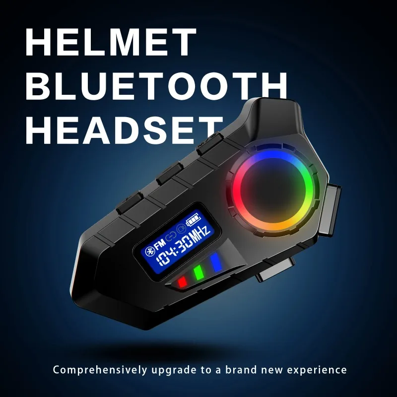

Type-C Charging Motorbike Helmet Headset BT5.4 IP65 Waterproof RGB Color Light FM Radio 40 Hours Playback Headphone