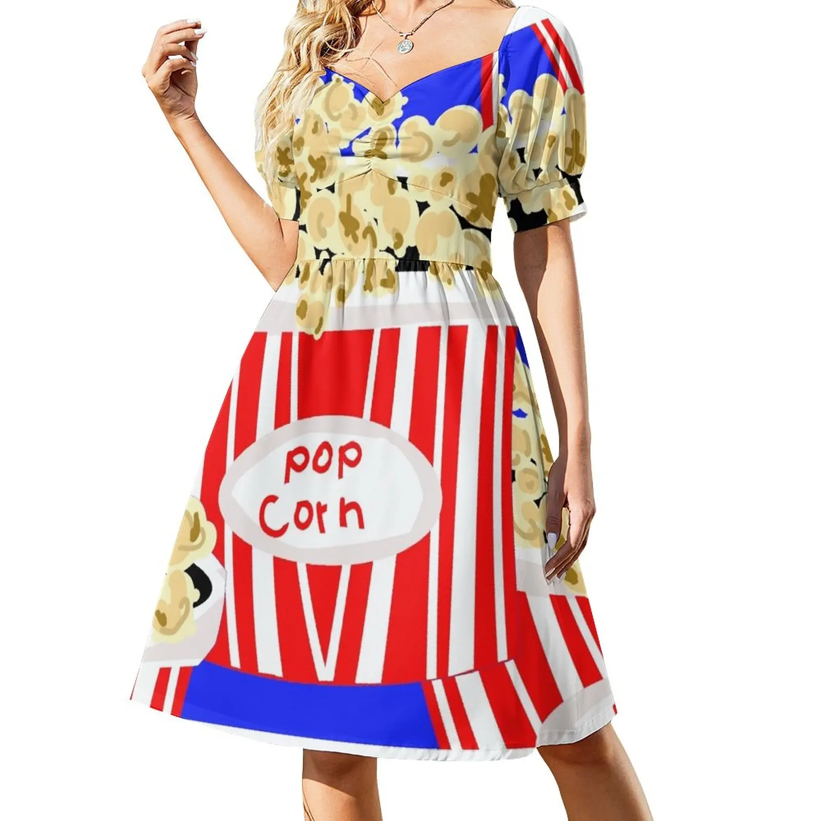 

Retro Popcorn red stripes Dress women's elegant loose dresses clothes for women Long dress