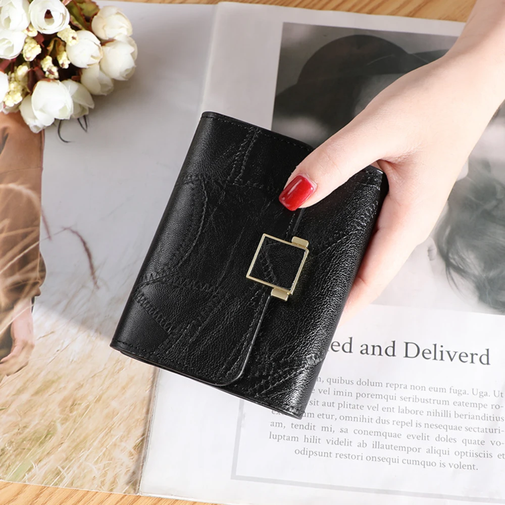 Vintage Women Wallet Short Leather Small Purse Mini Female Fashion Multi-Card Card Holder Coin Purse Multi-functional Clutch Bag