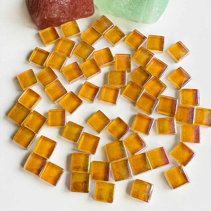 

100g Taobao mixed Mosaic Pieces Assorted Color Square Glitter Glass Mosaic Tiles for DIY Crafts Supplies 917