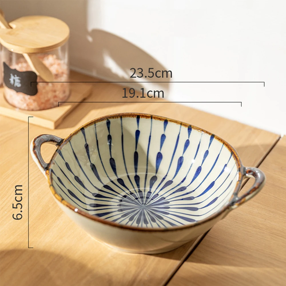 7,5 zoll Japanische Haushalt Nudel Schüssel Keramik Suppe Schüssel Mit Griff Salat Pasta Schüssel Küche Geschirr Mikrowelle Bakgeschirr