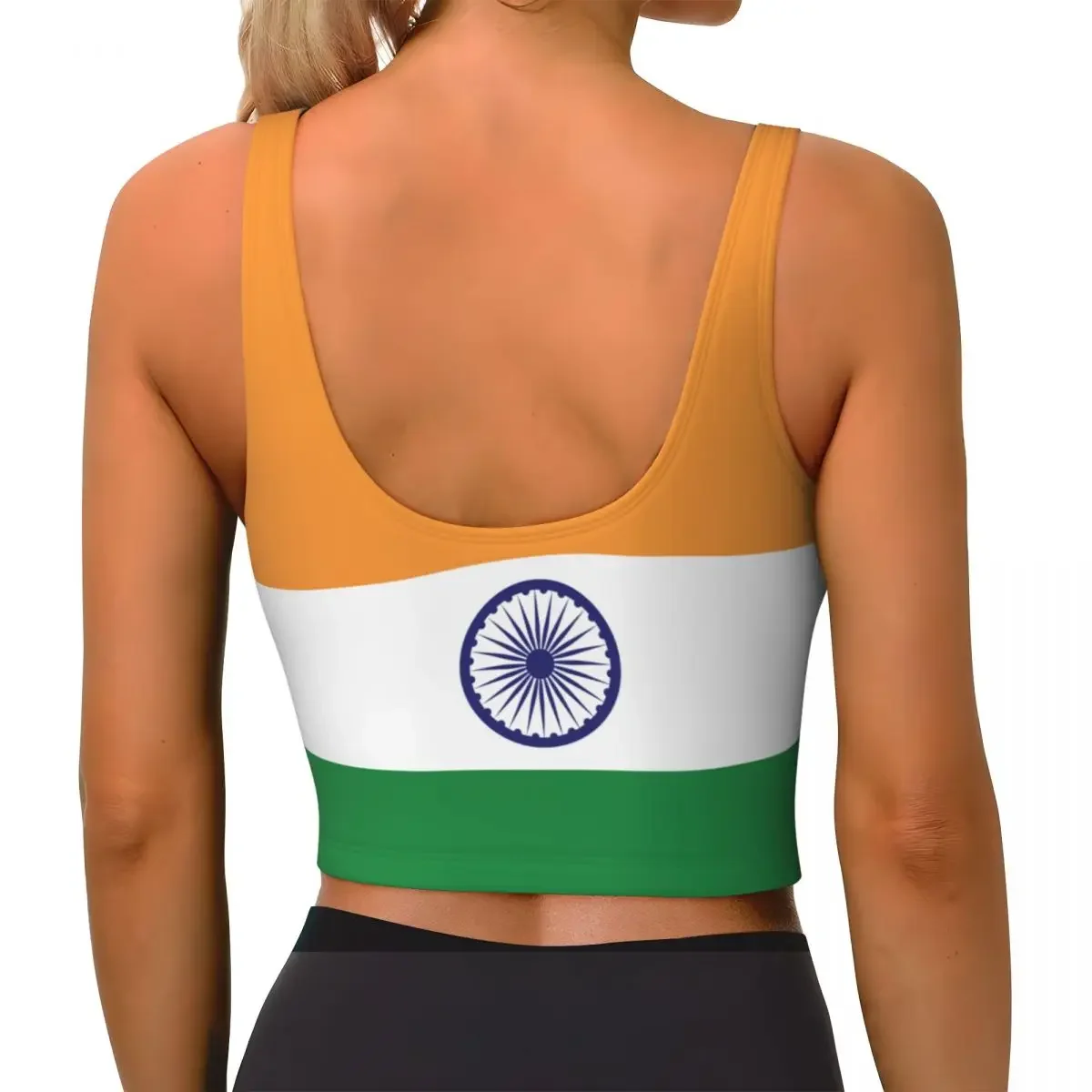 Women Sexy Sports Vest India Flag Female Streetwear Sport Lingerie Tee Crop Top