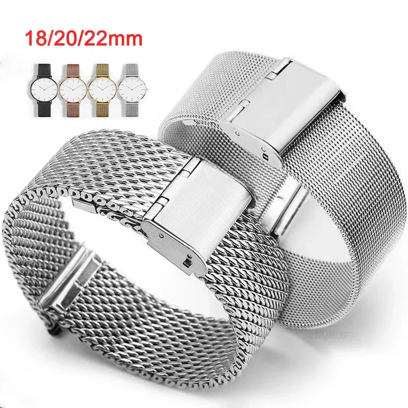 1.0/0.6/0.4 Milanese Watch Band 18mm 20mm 22mm Stainless Steel Universal Replacement Strap for Seiko Bracelet for Role Bracelet