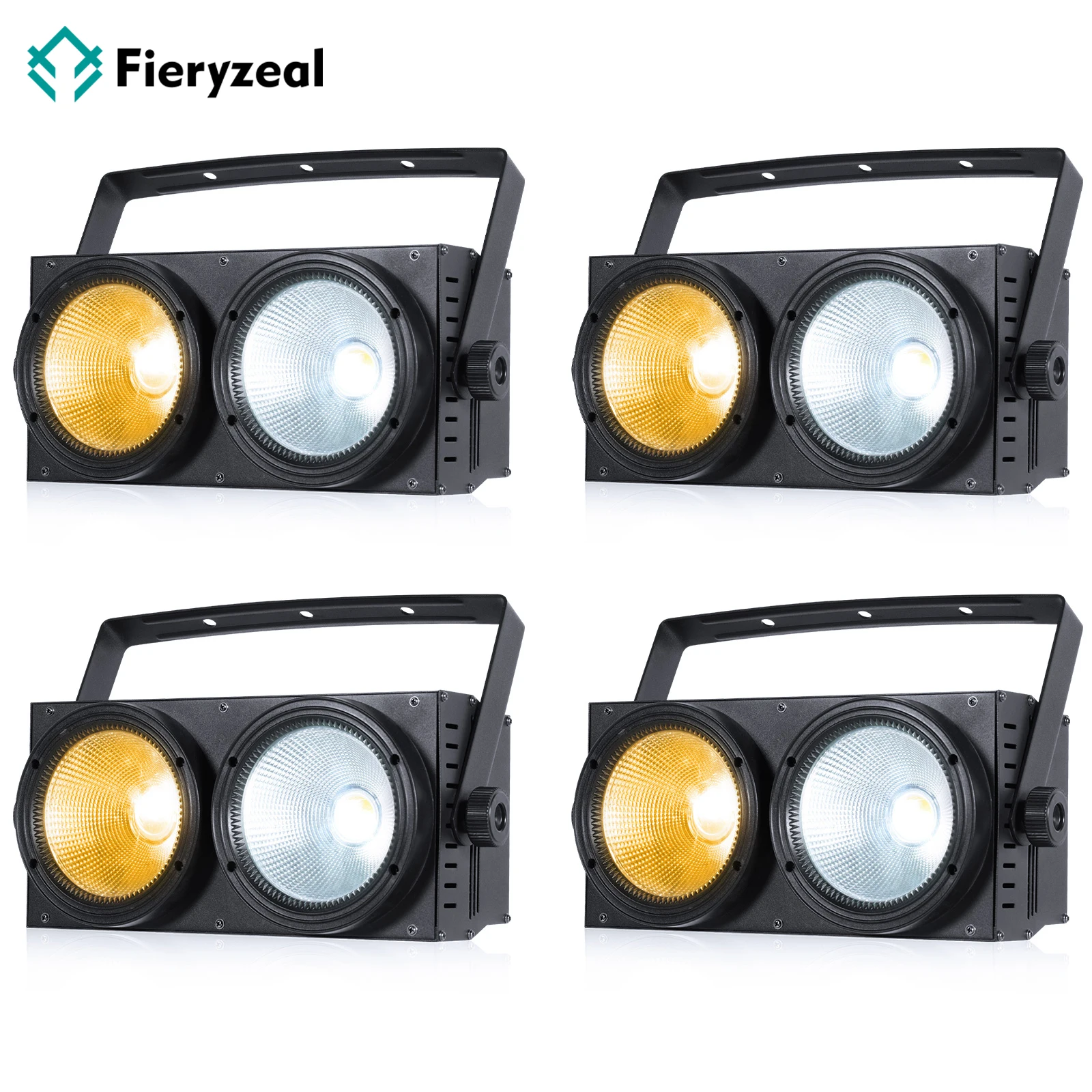 

Fieryzeal 4 шт. 200 Вт светодиодный COB Par Light 2 глаза двойной цвет крутой теплый белый свет сценического освещения DMX для DJ Party Bar Club Wedding