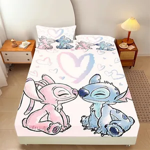Set Tempat Tidur Stitch Lembar Pas 3pcs, Dicetak Kartun Dengan Sarung Bantal, Cocok Untuk Tempat Tidur 3D Anak-anak dan Orang Dewasa 8 set tempat tidur penjualan terbaik 160x200 - №