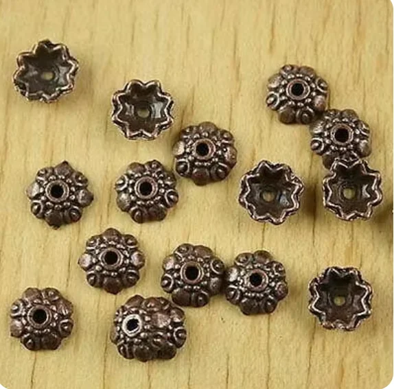 50pcs 8.9mm hole  1.6mm Alloy pendants antiqued copper accessories flower bead caps HWH2235
