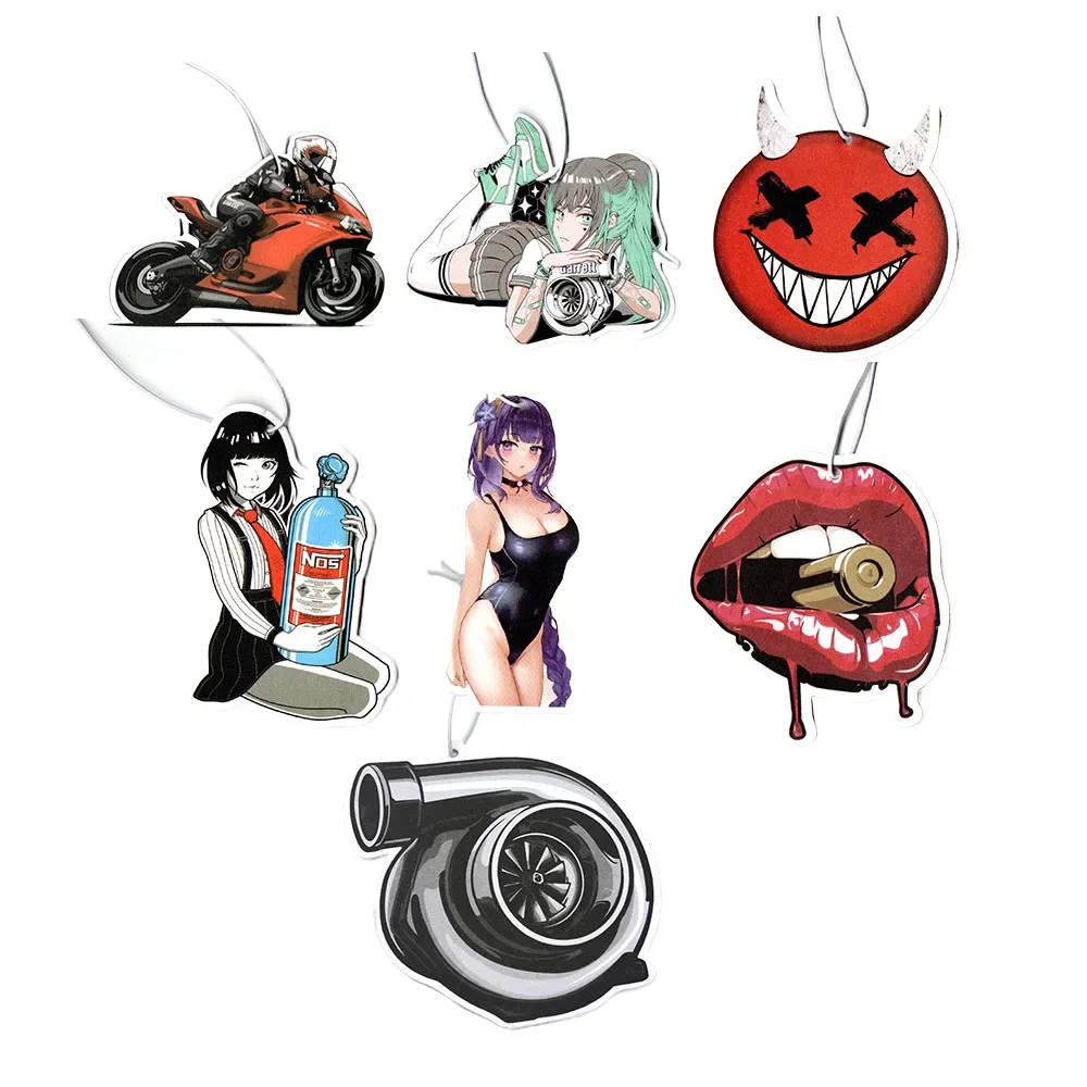 

JDM Car Air Freshener Perfume Anime Sexy Girl Tire Girl Decoration Rearview Mirror Pendant Hanging Solid Paper Husband Gift