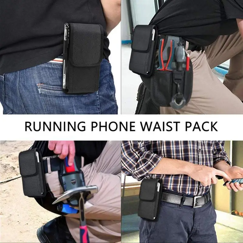 Phone Holster For Men Belt Vertical Waist Pouch Cell Phone Pack Lightweight Bag For Storing Smartphone For Camping Gardening