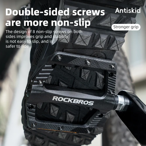 Imagen 2 del producto Pedales de bicicleta de nailon ROCKBROS, pedales de bicicleta ligeros y duraderos, pedales de bicicleta con rodamiento sellado, pedales antideslizantes