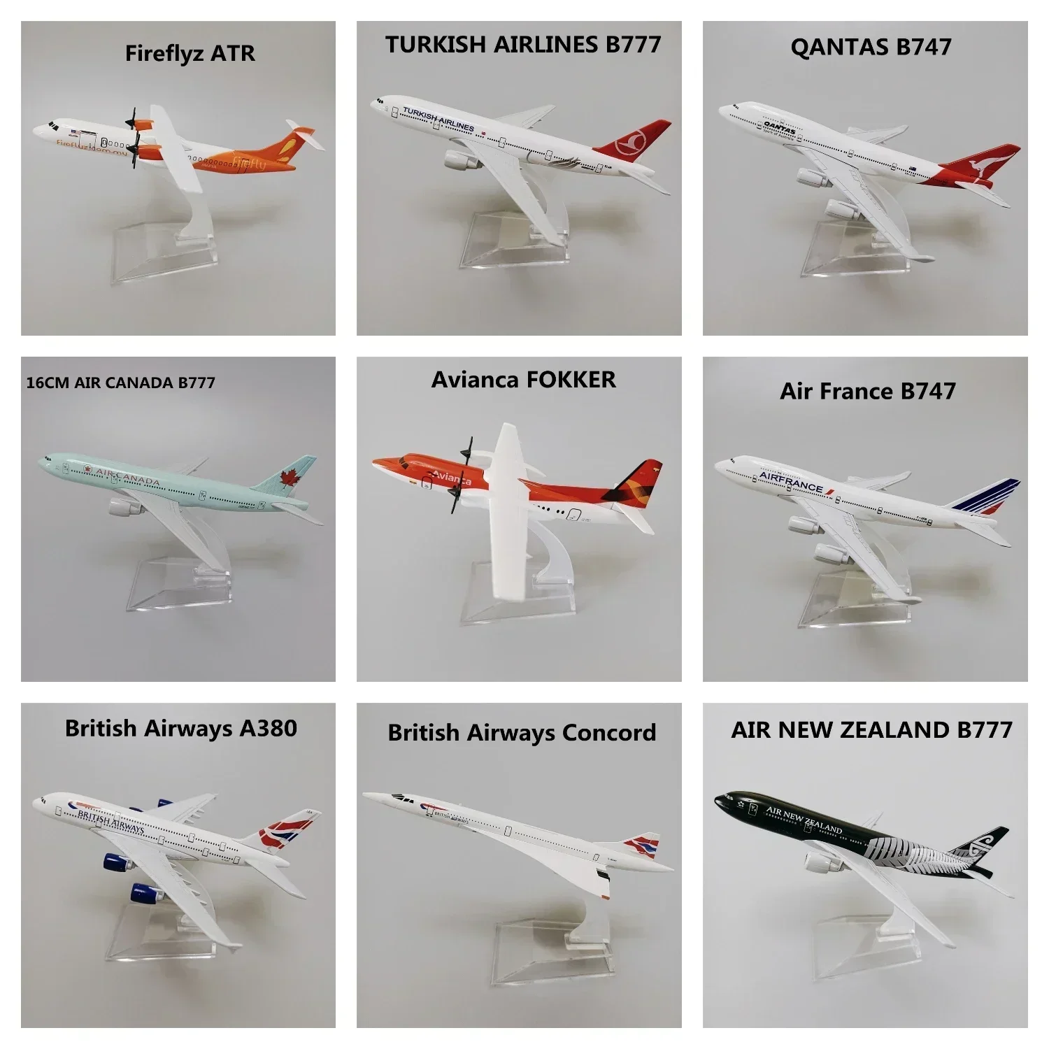 16cm Alloy Metal Airplane Model Plane Air France Lufthansa Russian KLM Brazil Spain British USA A340 A350 A380 B737 B747 B787