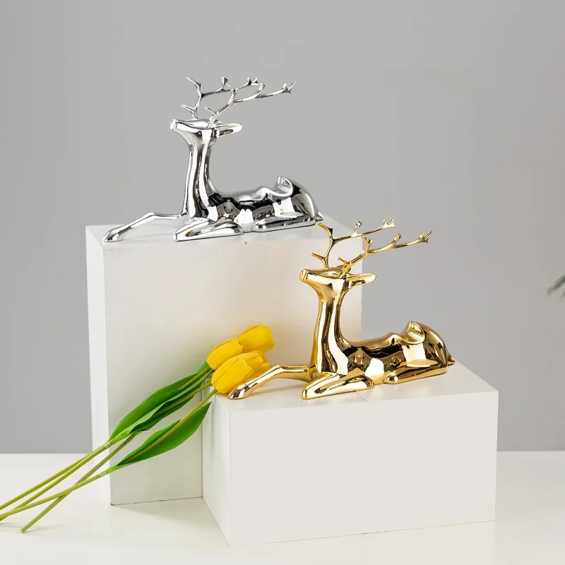 Electroplated deer red wine rack ornaments, light luxury high-end wine cabinet decorations, creative decorations