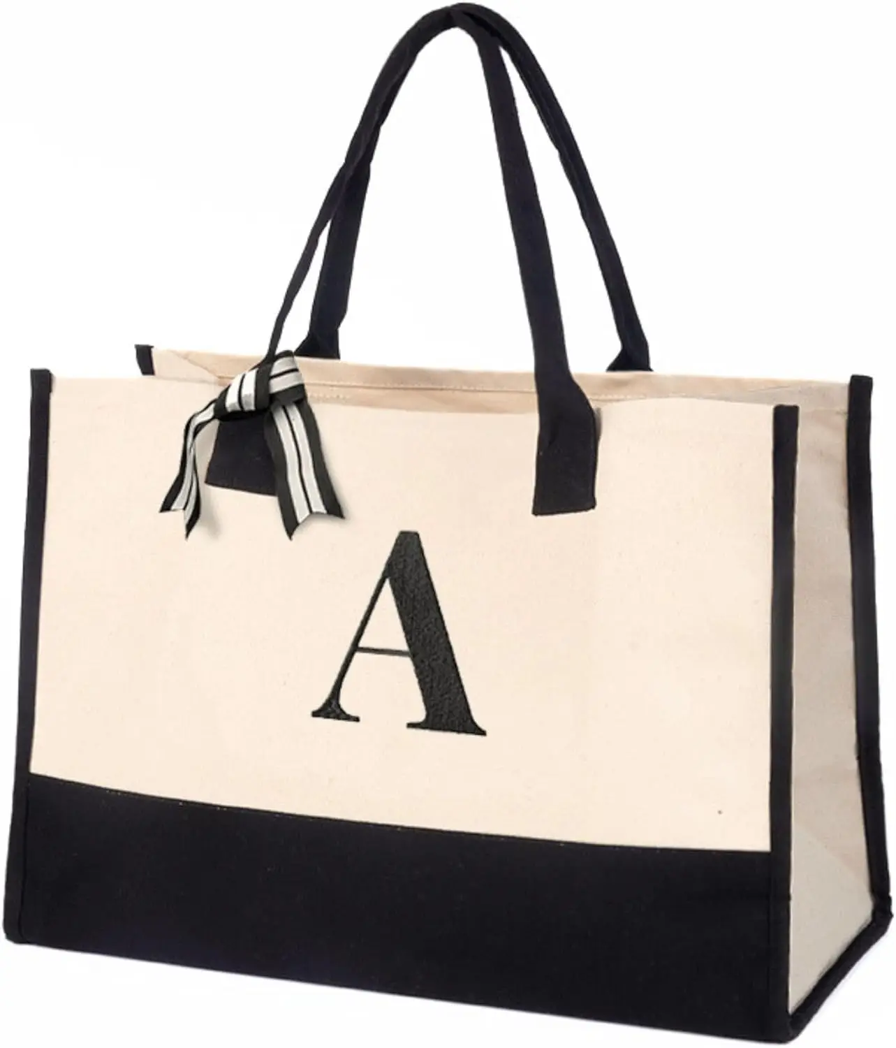 

Custom Initial Tote Bag for Women, Large Beach Grocery Utility Tote, Reusable Shopping Bag