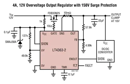 LT4363CDE-1 LT4363IDE-1 LT4363HDE-1 LT4363CDE-2 LT4363IDE-2 LT4363HDE-2 LT4363 - High Voltage Surge Stopper with Current Limit