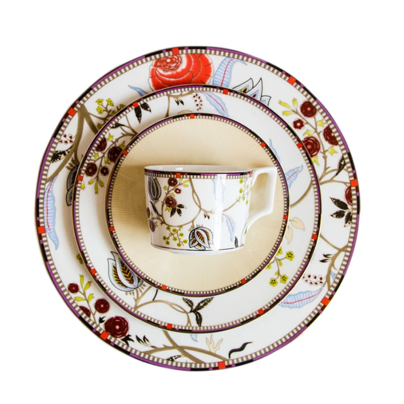 Juego de Cubiertos de porcelana de hueso, plato de cerámica, taza y platillo, juego de vajilla, plato de carne, bandeja de cena, decoración del hogar, taza de té, 1 piezas