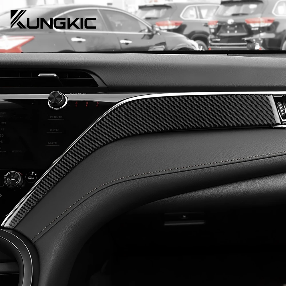 Real Soft Carbon Fiber For Toyota Camry 2018 2019 2020 2021 2022 2023 2024 LHD RHD Car Passenger Instrument Panel Accessories