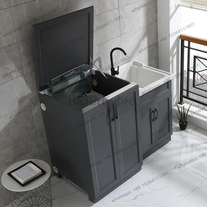 pulsator flip cover washing machine cabinet combination waterproof and sunscreen outdoor wash basin integrated