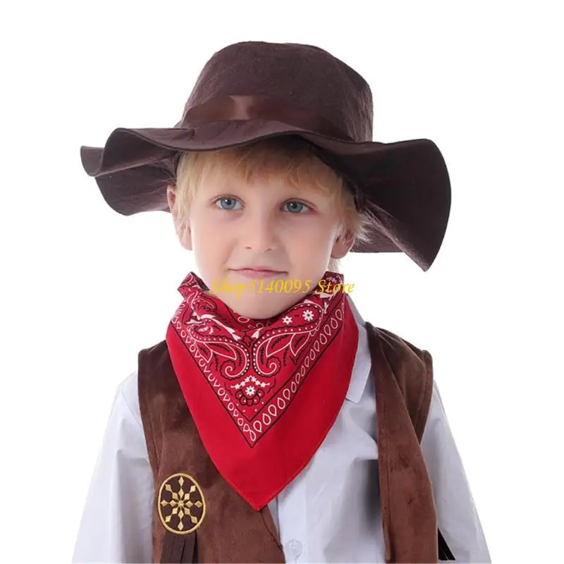 DXAE 2PCS COWBOK Costumes Accessoires pour garçons filles Chapeaux cowboy pour enfants Bandanna Set Western Cowboy Tenits