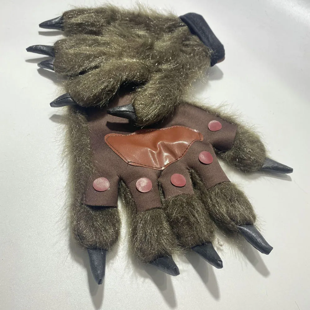 

Plush Werewolf Claw Gloves Cosplay Beast Animal Wolf Hairy Hands Halloween Carnival Dress Up Party Costume Props