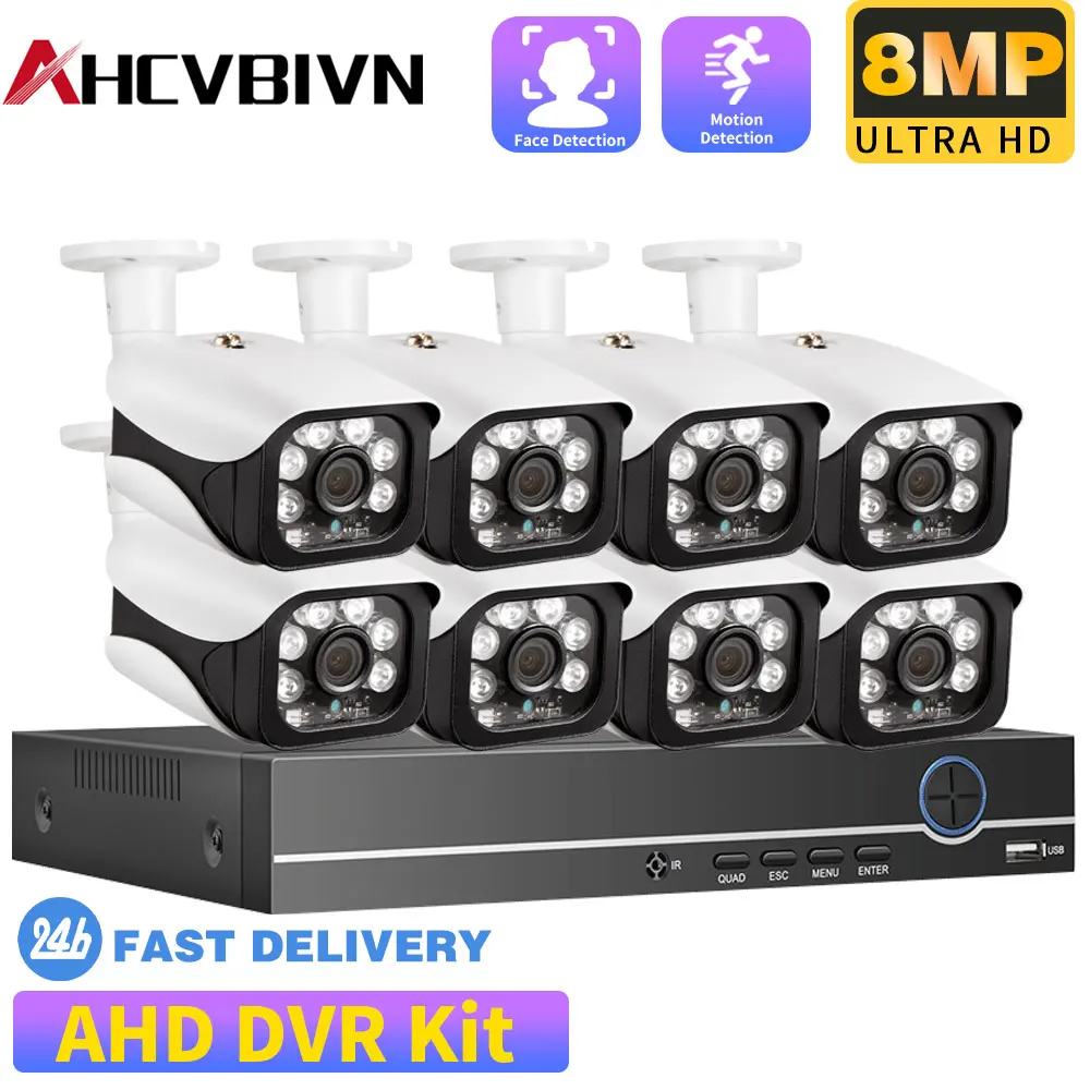 

8CH CCTV System H.265+ 8MP Lite HD-TVI Face DVR Home Security Outdoor Night Vision Camera Video Surveillance Kit