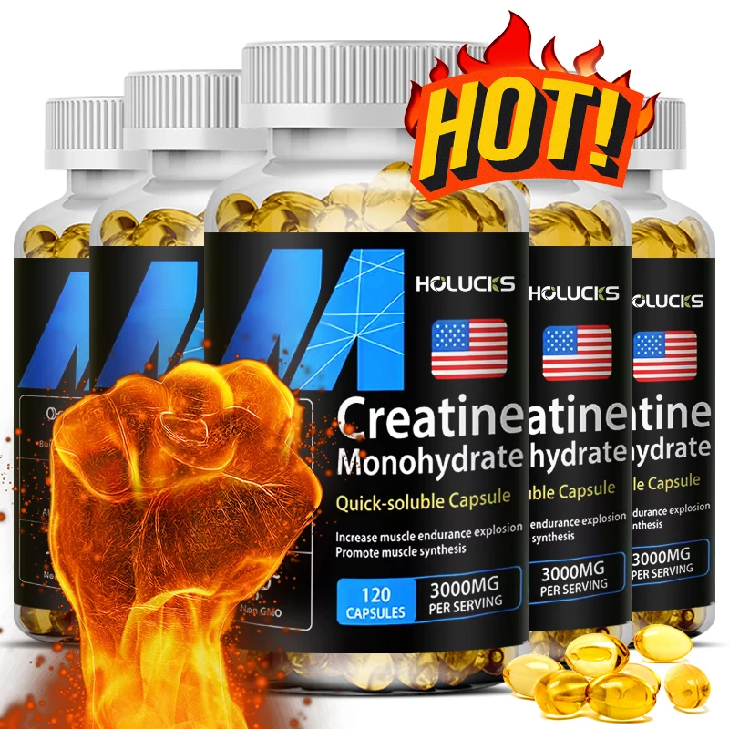

Holucks Creatine 3000 mg Monohydrate - Strength, Muscle, Performance Keto-Friendly Adult Nutritional Supplement - 120 Capsules