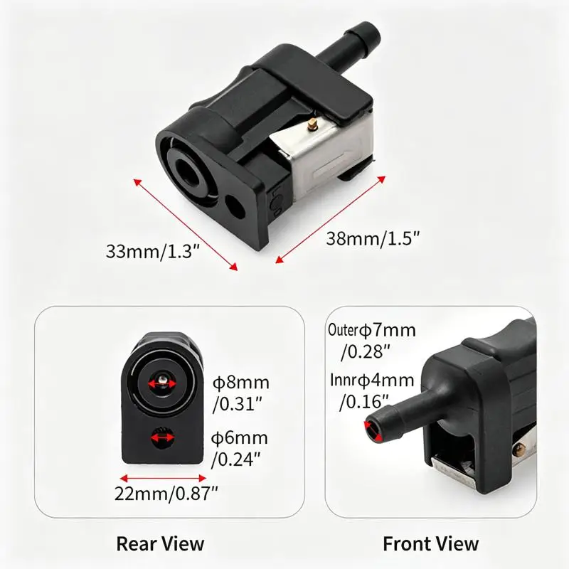 New 8mm 5/16'' Fuel Line Pipe Connector Fit For Parsun Hidea Outboard Motor Engine Boat Accessories Female Hose Adapter Joint