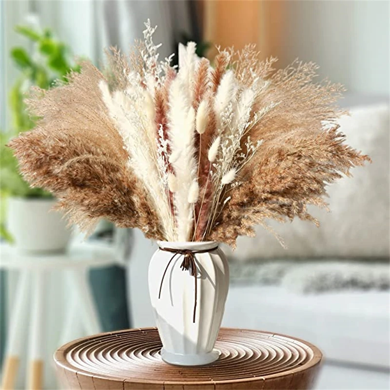 

Pampas Preserved Dried Flower Flat Bouquet For The Bride Boho Wedding Decoration Table And Room Graduation Paniculata Dry