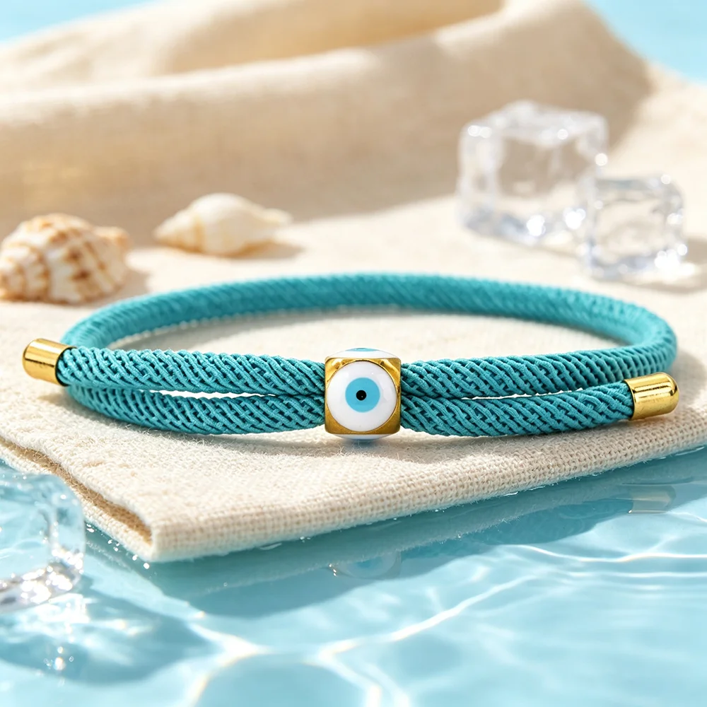Creative Turkey Horror Eye Rope Bracelet Unisex Apparel Accessories Stainless Steel Adjustable Braslet Couple Leisure Jewelry