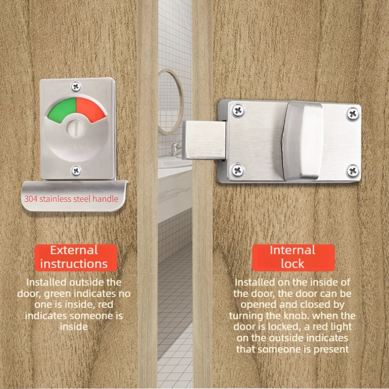 1 Set Indicator Door Lock Zinc Alloy For Toilet Partition Door Lock Bathroom With Red Green Indicator Public Toilet WC Latch