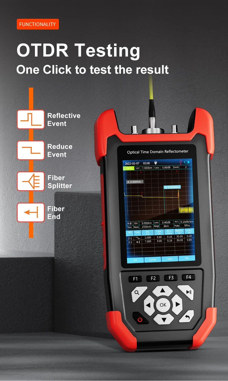 NF-981 Mini OTDR 1310/1550nm Glasfaser-Reflektometer mit OPM VFL OLS Event Map Ethernet-Kabeltester Optischer Fasertester – Detail 3