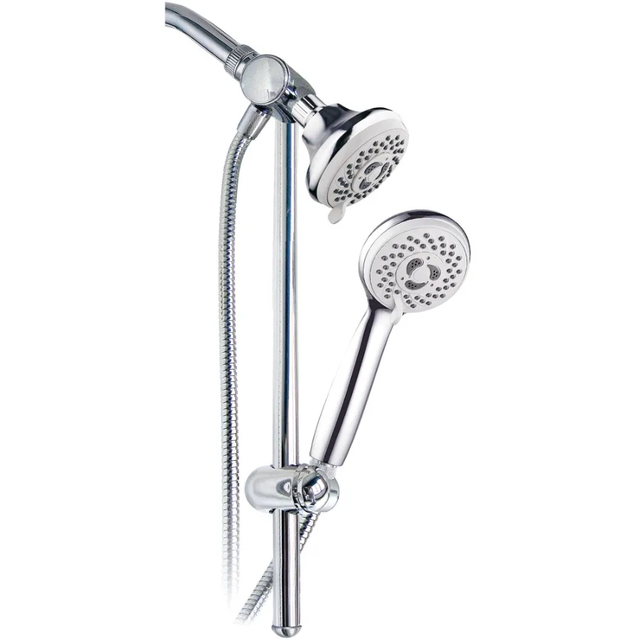 

Drill-Free 18" Stainless Steel 3-Way Shower Slide Bar Combo Chrome