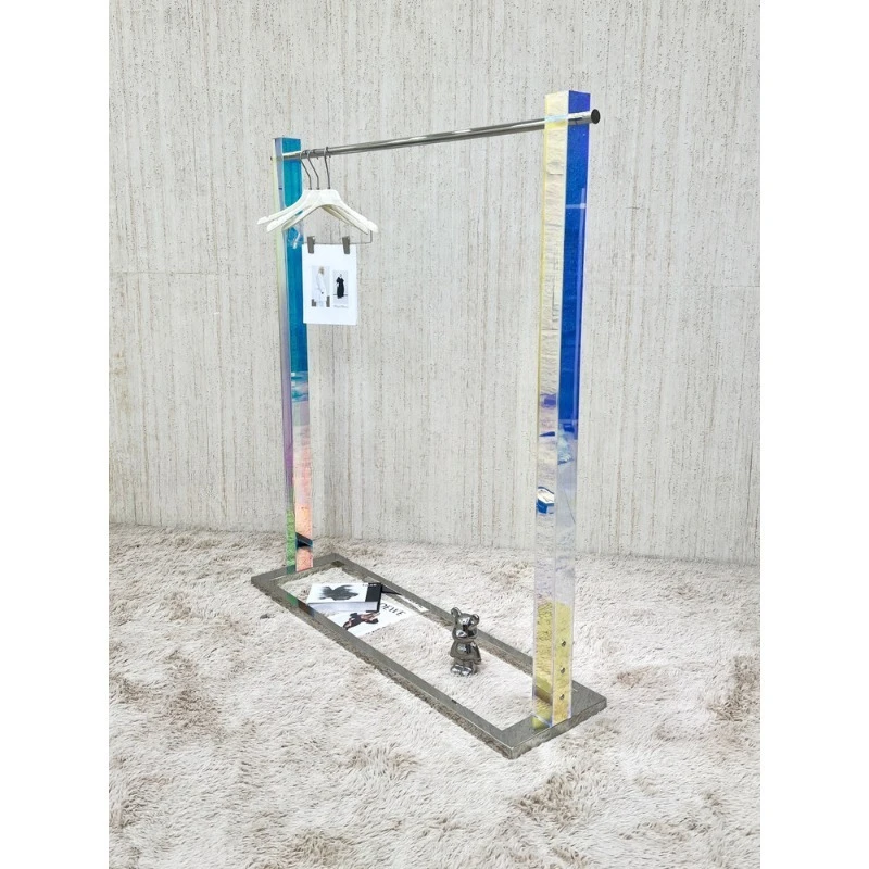 Clothing Store Display Rack Stainless Steel Acrylic Hanger Creative Colorful Floor Display Rack