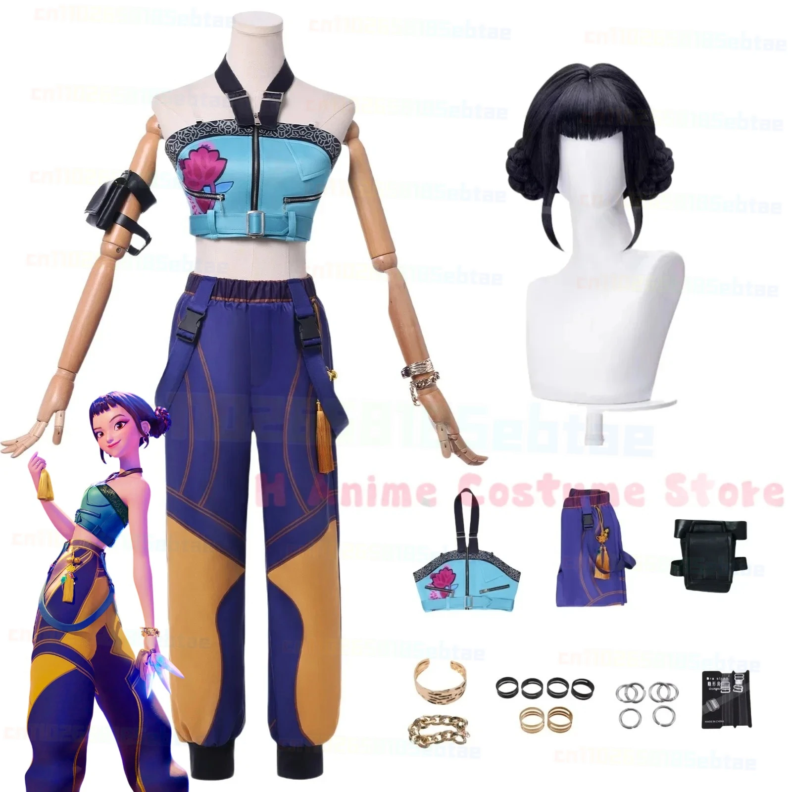 Kostum Pemburu Iblis KPOP untuk Anak Perempuan, Cosplay Penyanyi Pop, Pakaian Pemburu Iblis Halloween untuk Pesta Kostum