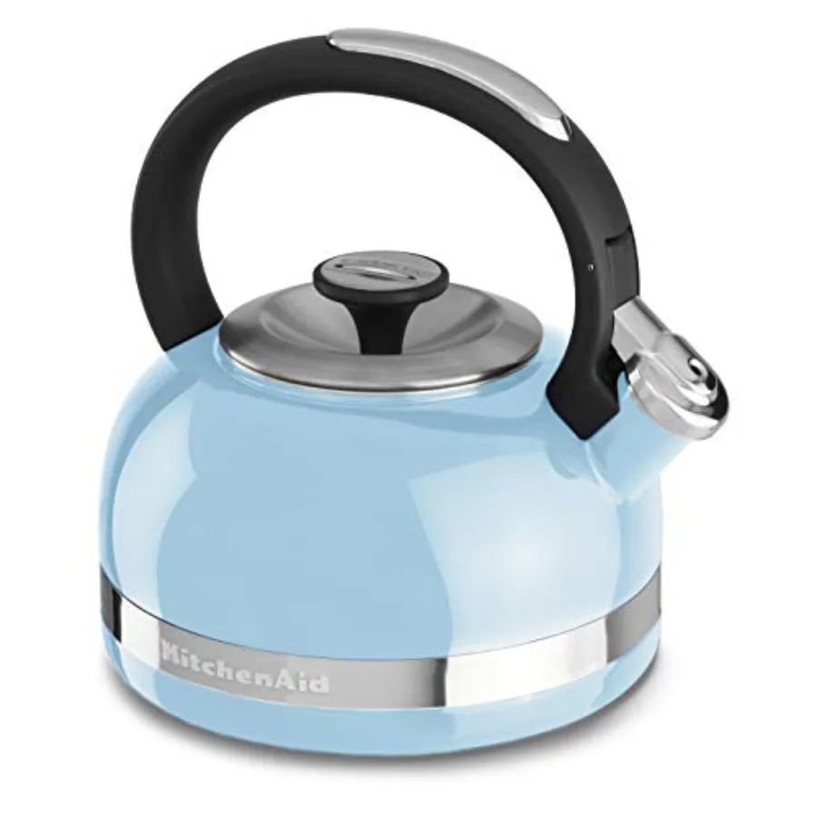 

2.0-Quart Full Handle and Trim Band Stovetop Kettle Cameo Blue Stainless Steel Ideal for Kitchen Use Efficient Heating Durable