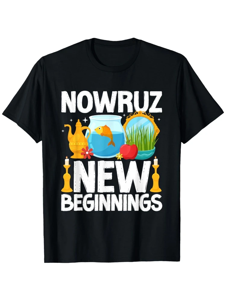 

Persian New Year T-Shirt with Persian Nowruz Iranian New Year Celebration-100% cotton summer O-neck printed men's T-shirt.